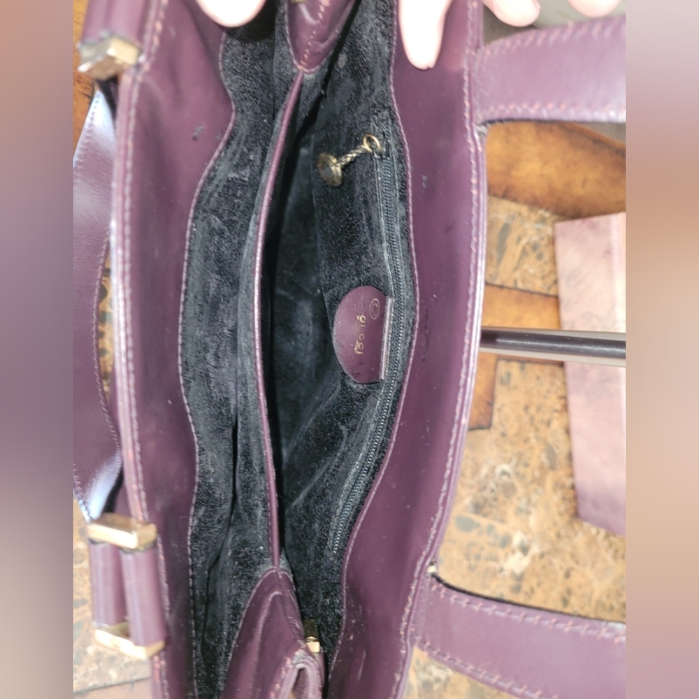GUCCI Elegant Purple Leather Tote Bag Rehab - Picture 9 of 10